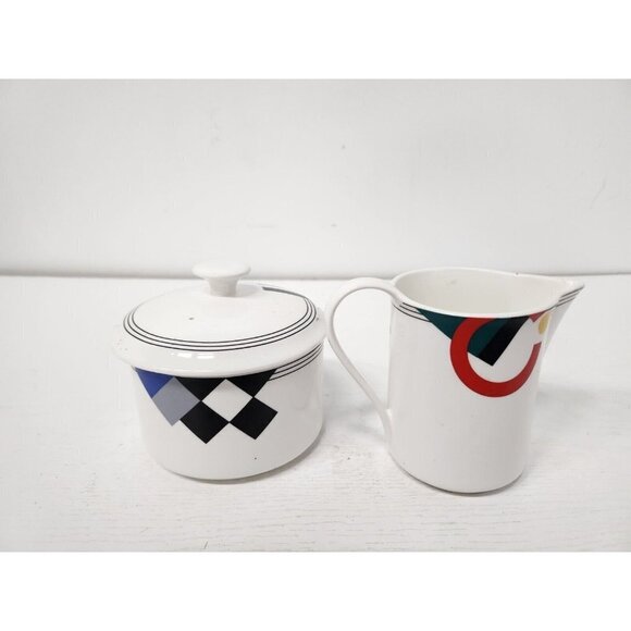 Vintage Mikasa Maxima High Spirits Cream and Sugar Bowl & Lid Porcelain - Picture 5 of 12